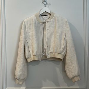 Zara Textured Bomber Jacket, Size Small